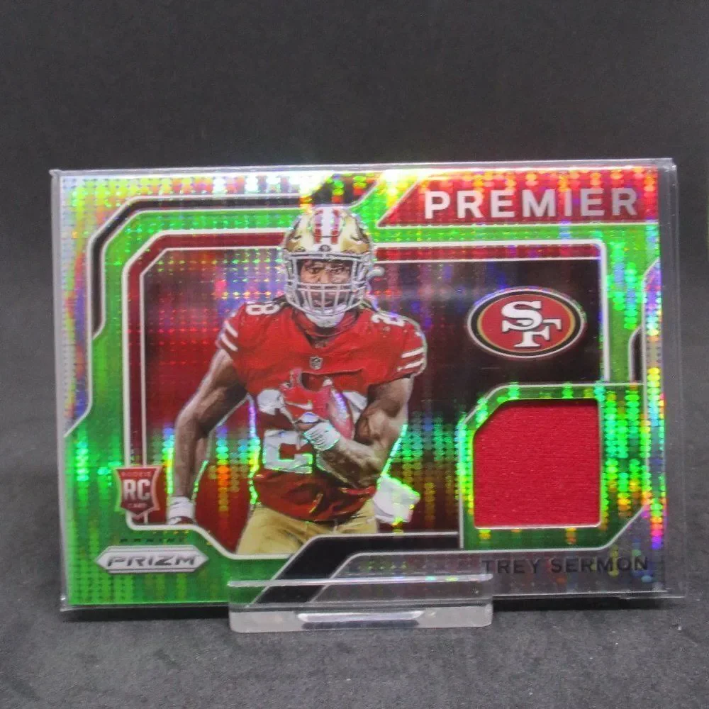 2021 Panini Prizm Premier Jersey Green Pulsar Trey Sermon #PJ-20 RC Rookie Relic